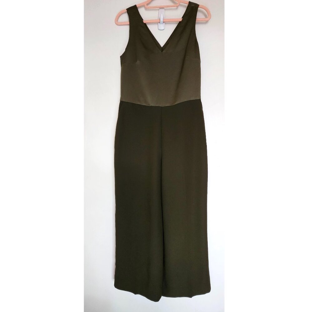 Banana Republic Olive Green Sleeveless V-neck Wide Leg Cropped Jumpsuit US4